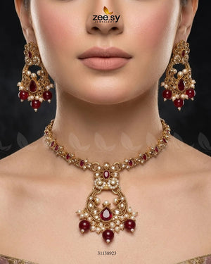 Moon Pearl Stone Necklace Set
