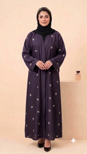 Bow Drop Abaya - Purple