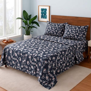 Starlit Micro-Blooms - Bedsheet Set