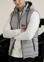 LOGO SLEEVELESS JACKET-BLACK