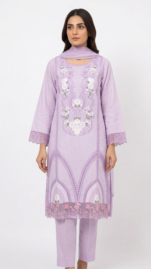 PC - 029 Stitched Cotton Suit with Nelo Kara Dupatta 3PC