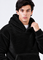BLACK FUR HOODIE-FT