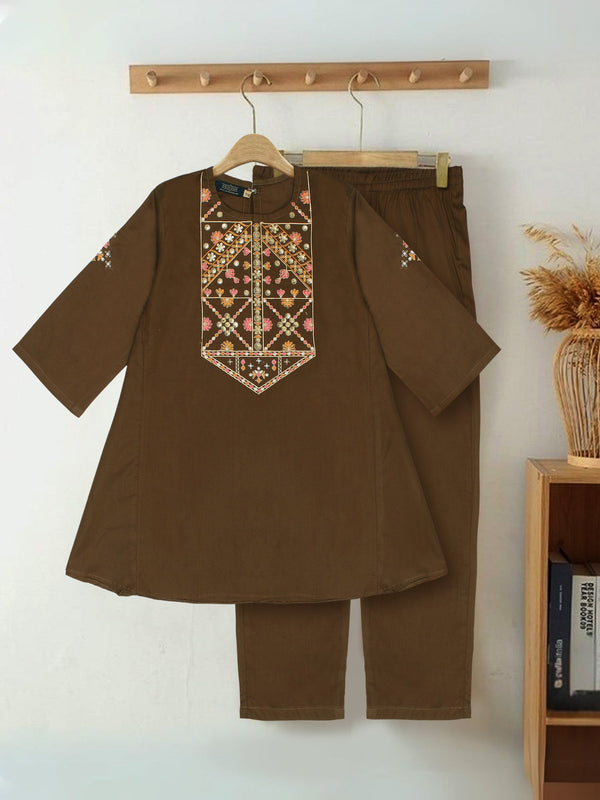 Girls Summer 2Pcs Embroidered Suit VG159-B