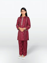 Girls Summer 2Pcs Embroidered Suit VG87-C