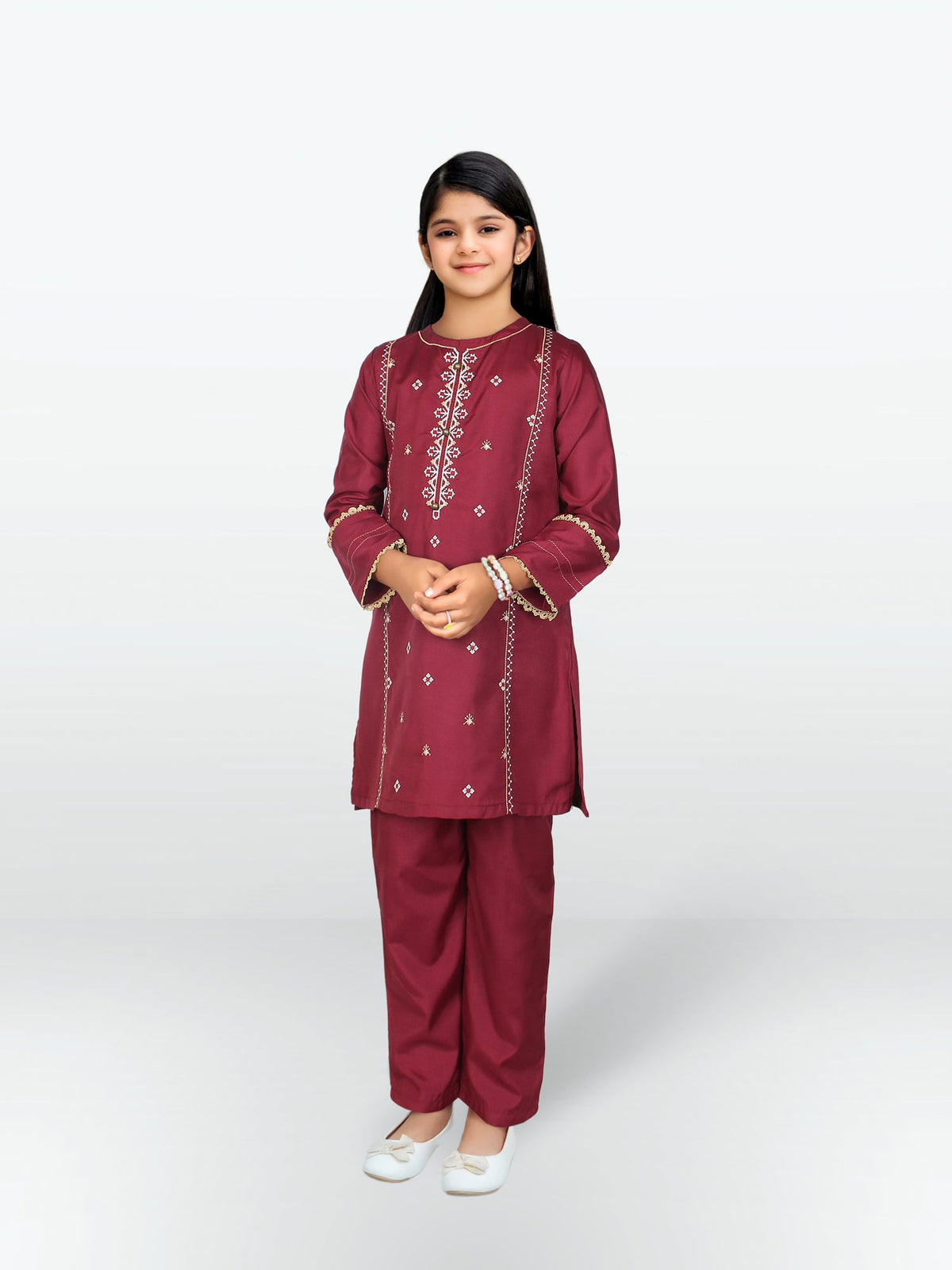 Girls Summer 2Pcs Embroidered Suit VG87-C