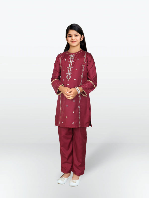 Girls Summer 2Pcs Embroidered Suit VG87-C