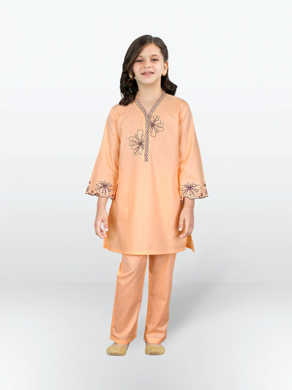 Girls Summer 2Pcs Embroidered Suit VG131-A