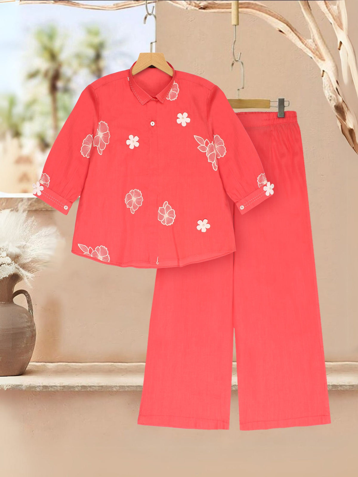 Girls Summer 2Pcs Embroidered Suit VG178-A