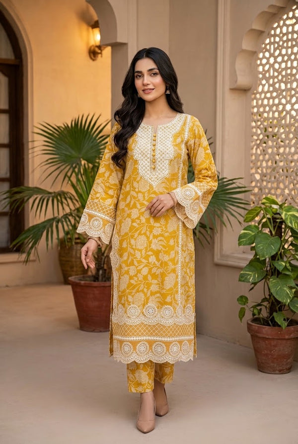 3 PC EMB LAWN RTW  SUIT D-24