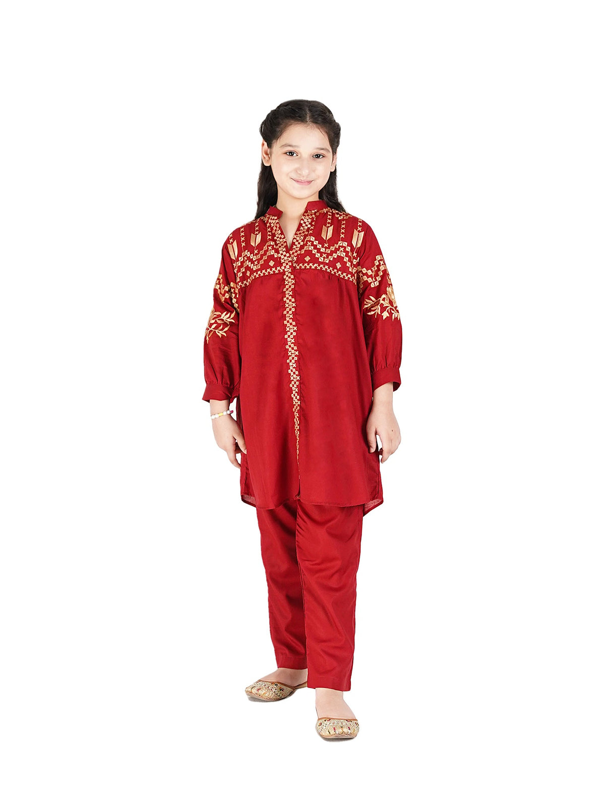 Girls Summer 2Pcs Embroidered Suit VG77-D
