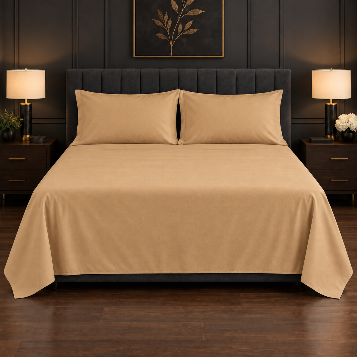Premium Plain Bedsheet Set - Camel