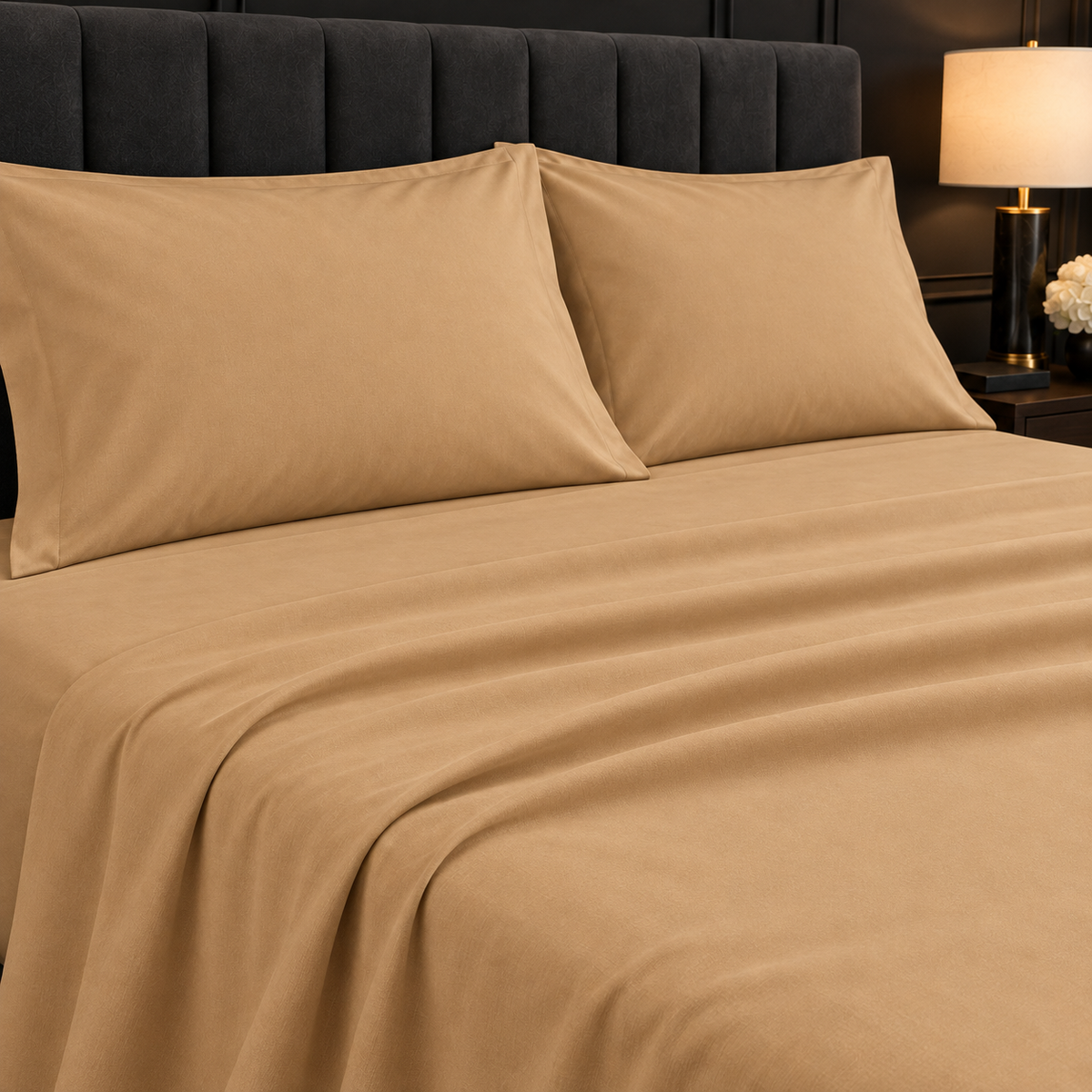 Premium Plain Bedsheet Set - Camel