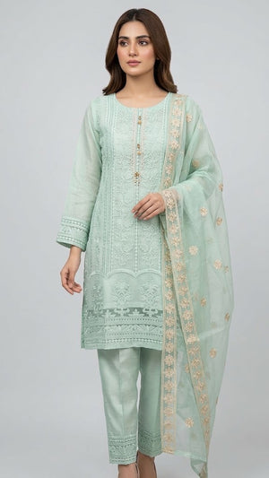 PC-46 Silk Embroidered 3 Piece Stitched Suit