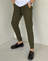 OLIVE GREEN CARGO STYLYEE AND STRETCHABLE TROUSER