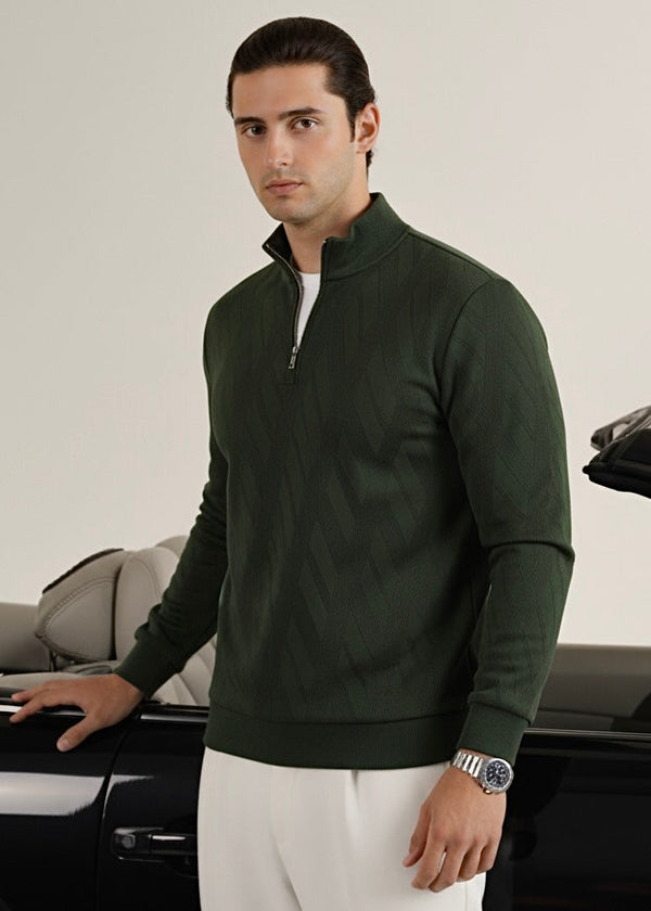 THE COZY KNIT ZIP MOCK-NECK-OLIVE