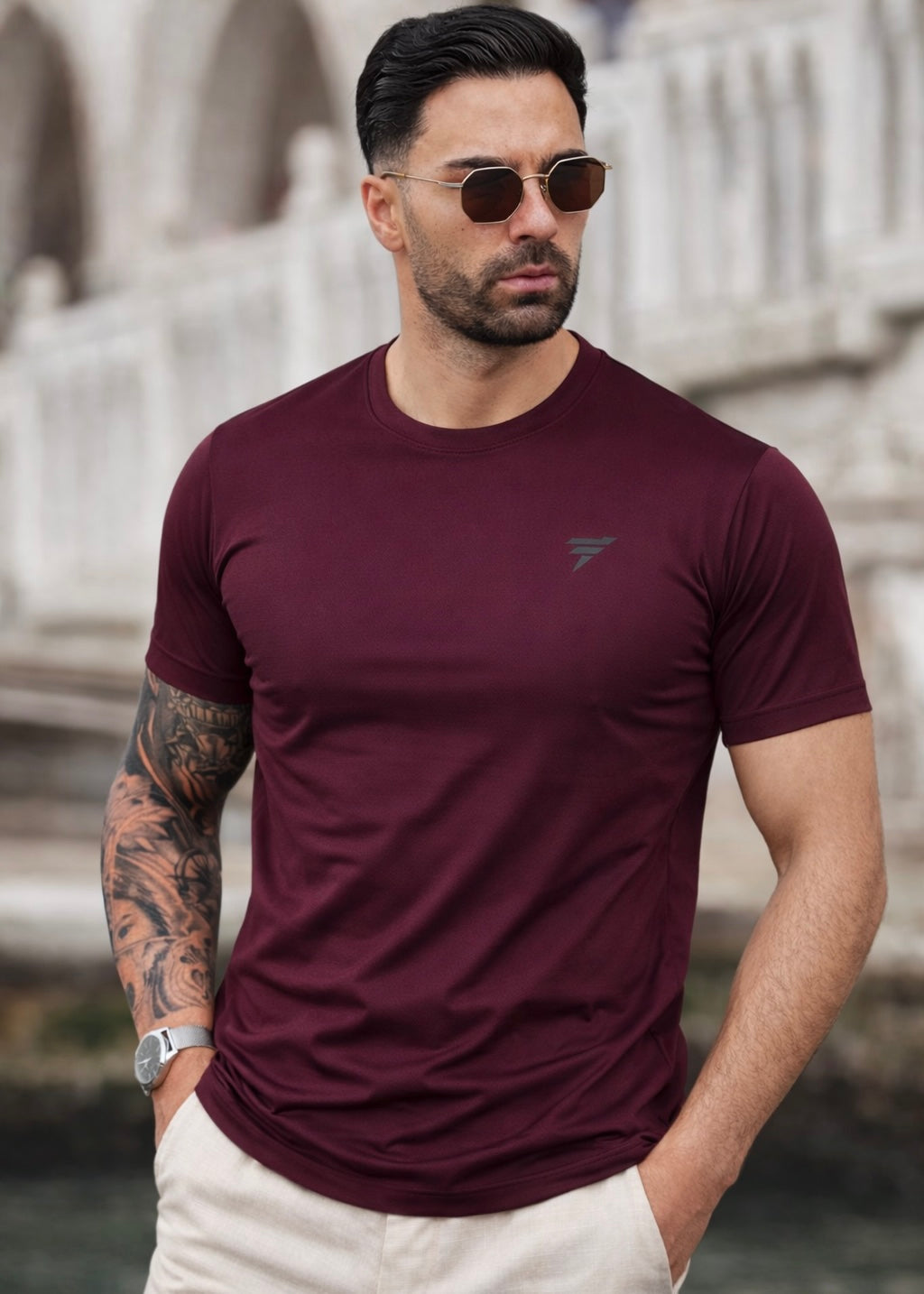 THE STRETCH-PRO TEE-MAROON
