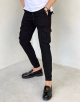 BLACK CARGO STYLYEE AND STRETCHABLE TROUSER
