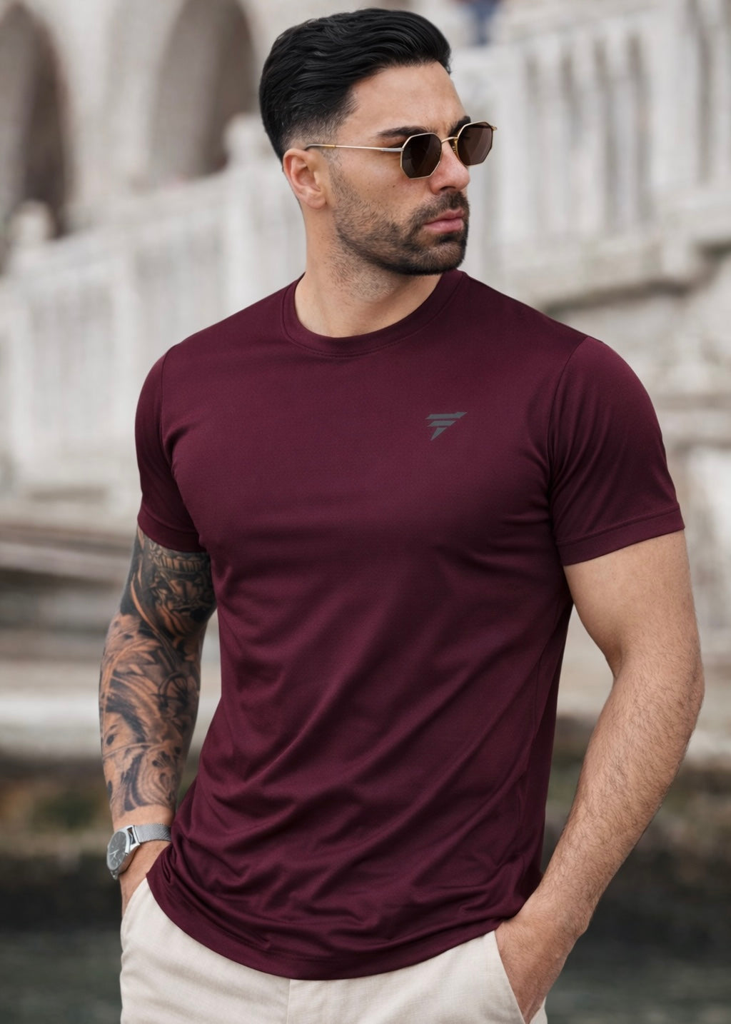 THE STRETCH-PRO TEE-MAROON