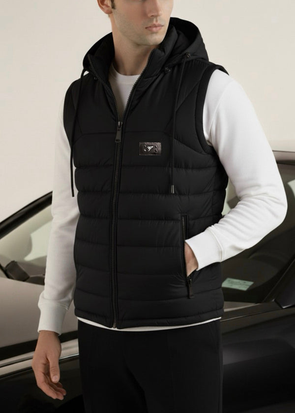 LOGO SLEEVELESS JACKET-BLACK