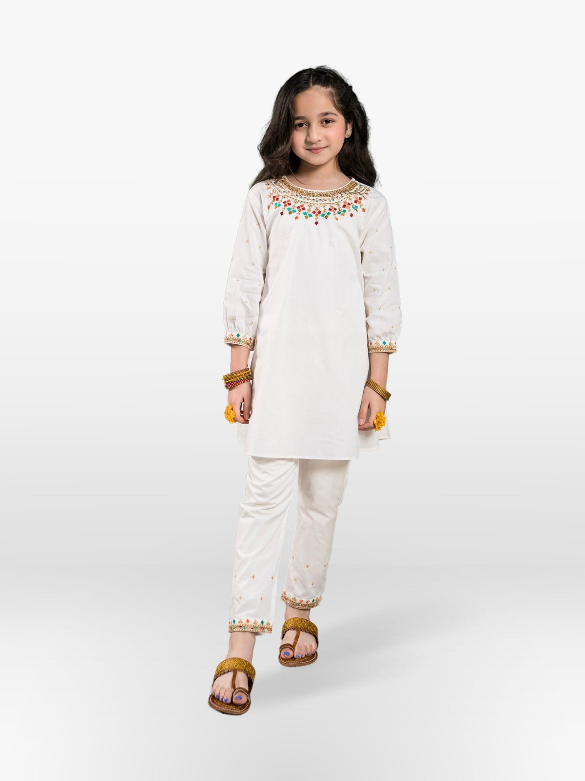 Girls Summer 2Pcs Embroidered Suit VG63-A