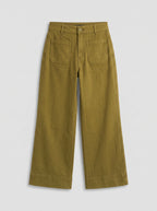 Women Cotton Wide Leg Pants - Olive