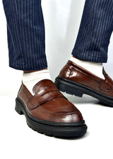005 IMPORTED SHOES WITH RUBBER SOLE-BROWN