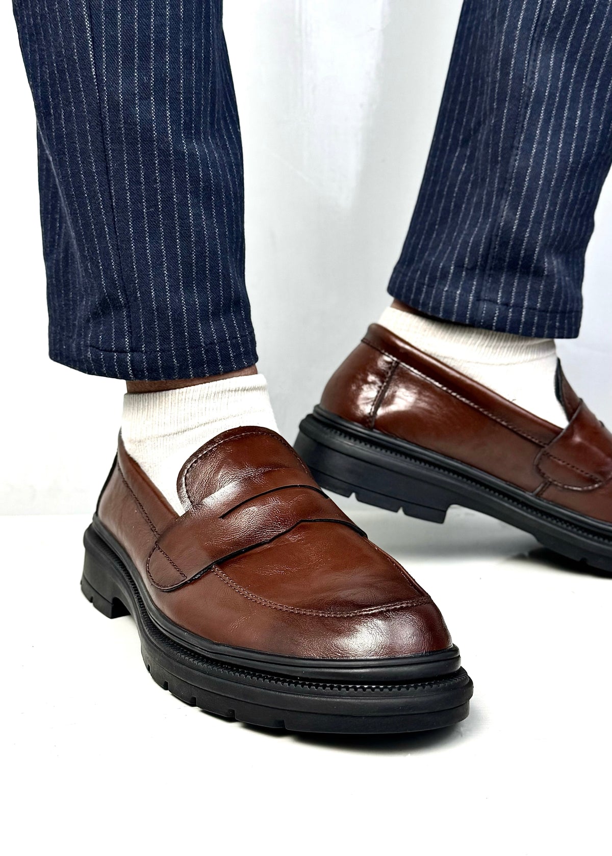 005 IMPORTED SHOES WITH RUBBER SOLE-BROWN