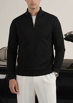 THE COZY KNIT ZIP MOCK-NECK-BLACK