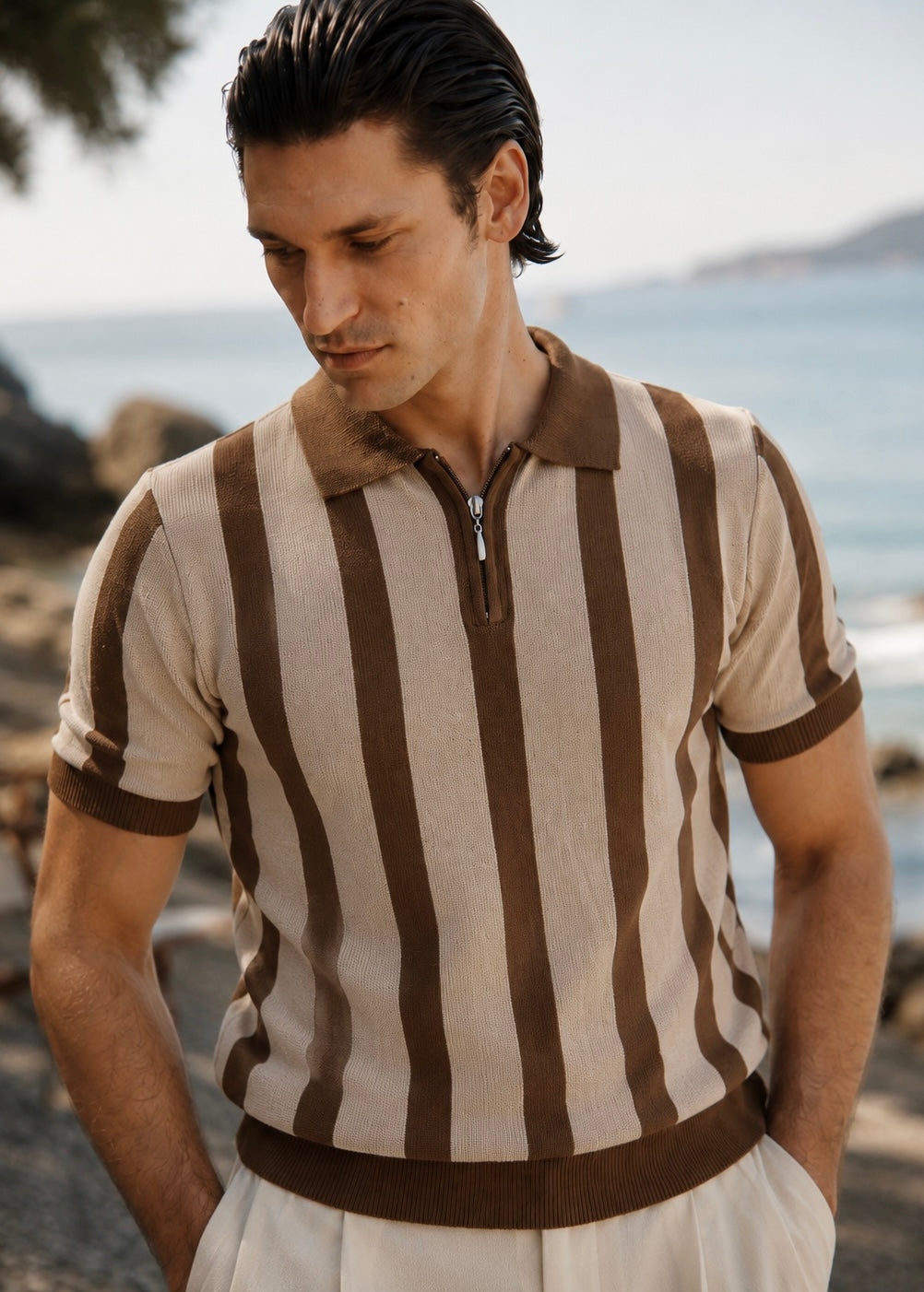 THE CONTOUR-CREST POLO-BROWN