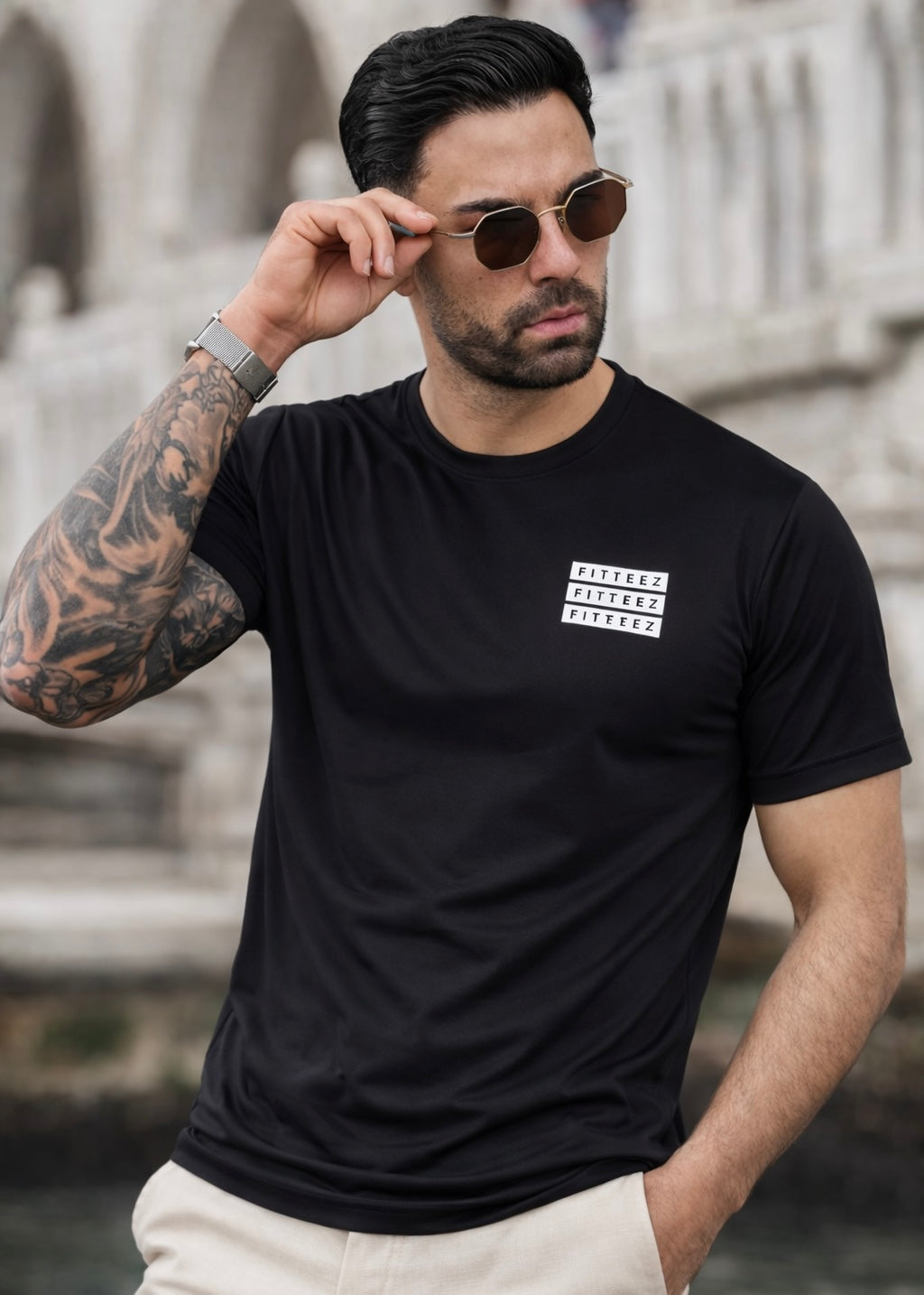 THE STRETCH-PRO TEE-BLACK