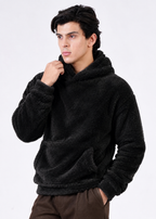 BLACK FUR HOODIE-FT