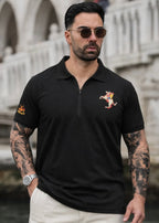THE ZIPPER-KNIT POLO-BLACK
