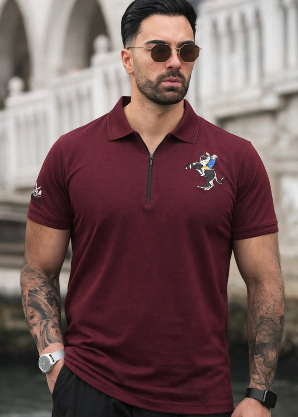 THE ZIPPER-KNIT POLO-MAROON