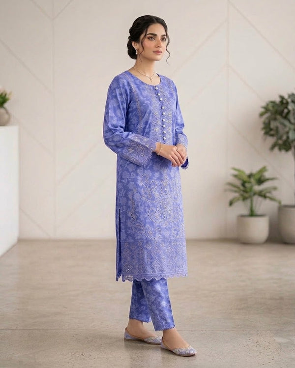 3 PC EMB LAWN RTW SUIT D-08