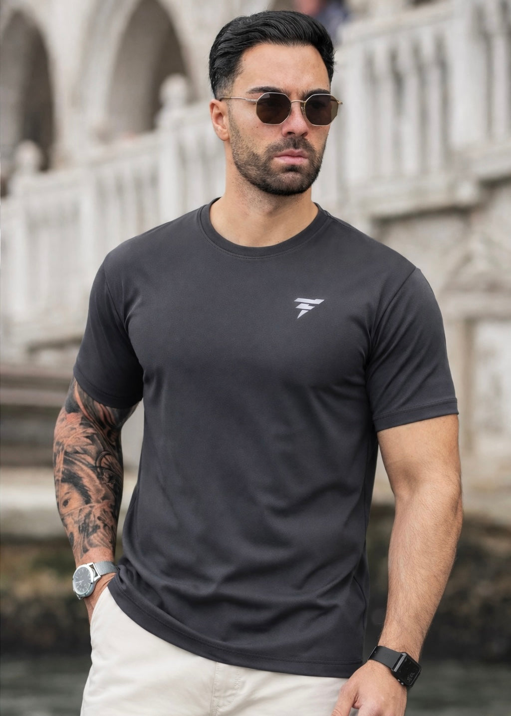FITTEEZ LYCRA TEE-GRAY