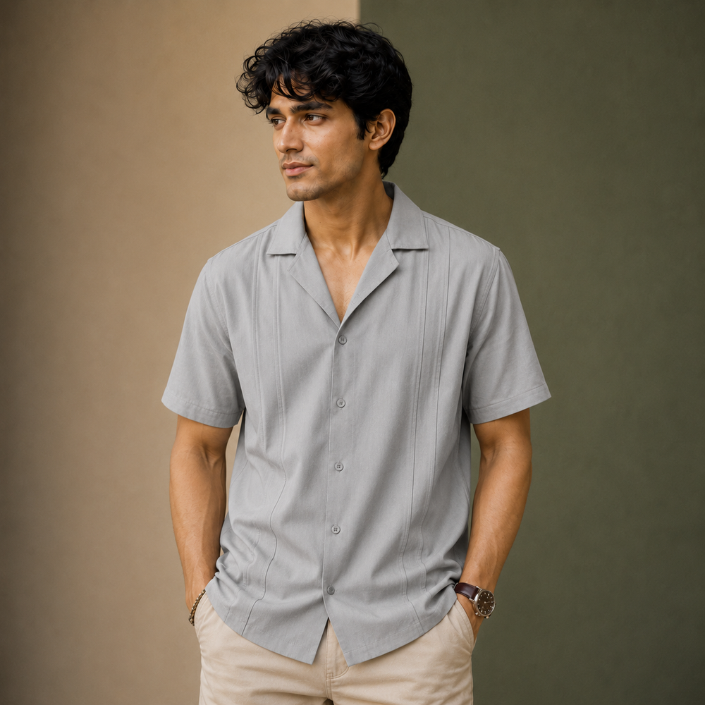 Premium Straight Line Ugur  Cube Collar Shirt