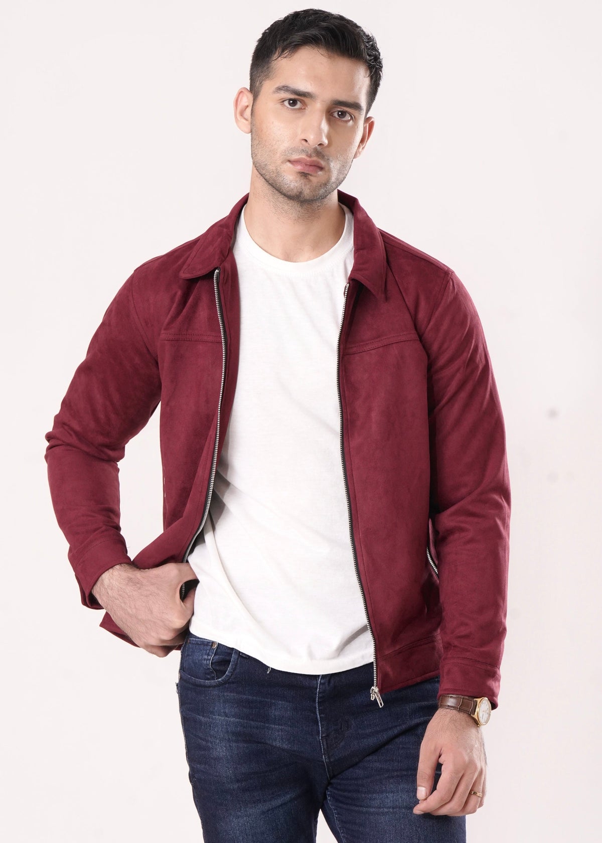 MAROON SUEDE JACKET-FT