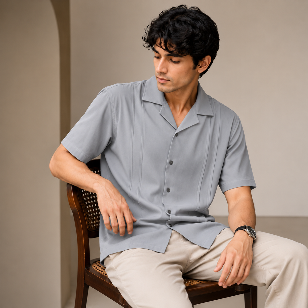 Premium Straight Line Ugur  Cube Collar Shirt