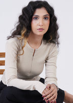 THE FULL-SLEEVES RIB SHIRT-SKIN TAN