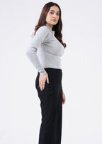 THE RIB FULL-SLEEVES HIGH-NECK-GRAY