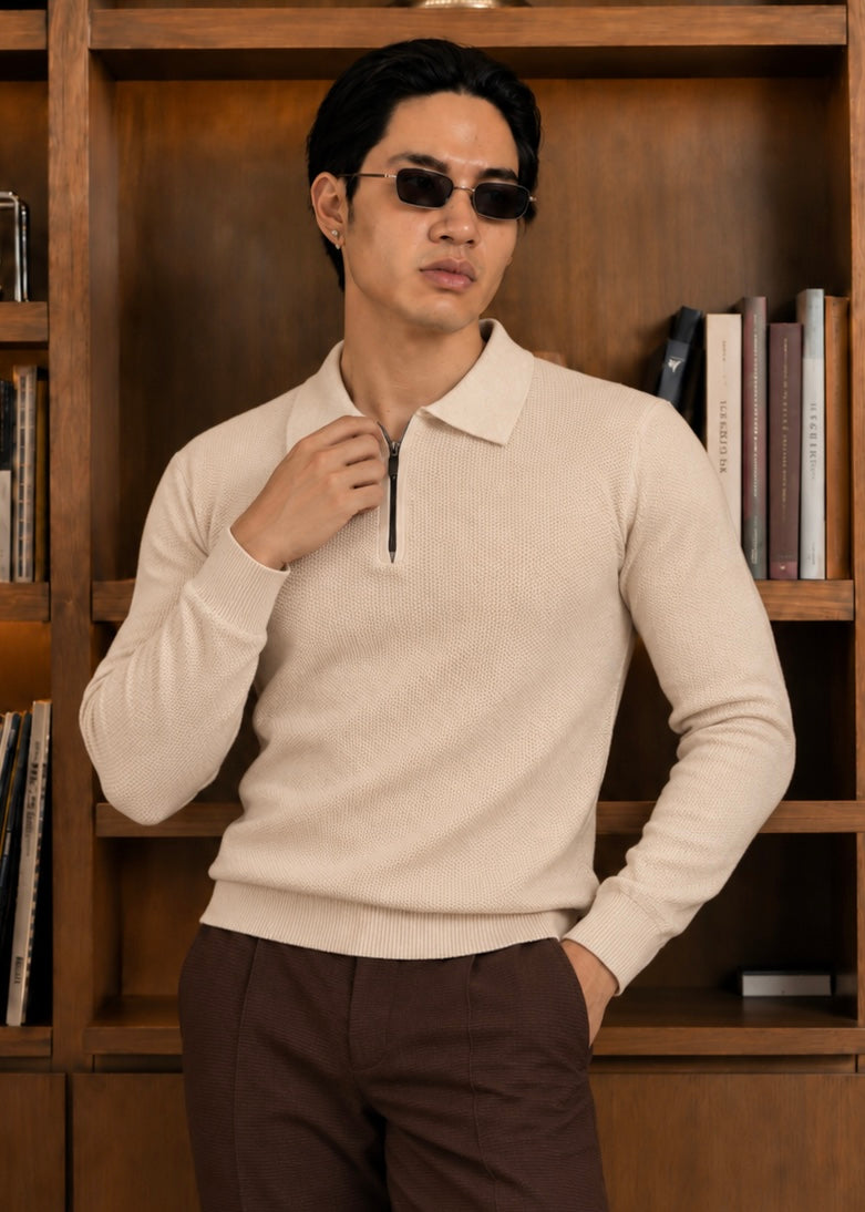 Milano Knit Polo-Tan