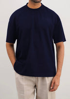 ALL-COTTON CREW TEE-NAVY