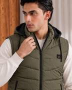 SLEEVLESS REMOVABLE & DETACHABLE JACKET-OLIVE