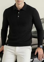 THE SMART KNITTED POLO-BLACK
