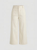 Women Cotton Wide Leg Pants - Off White