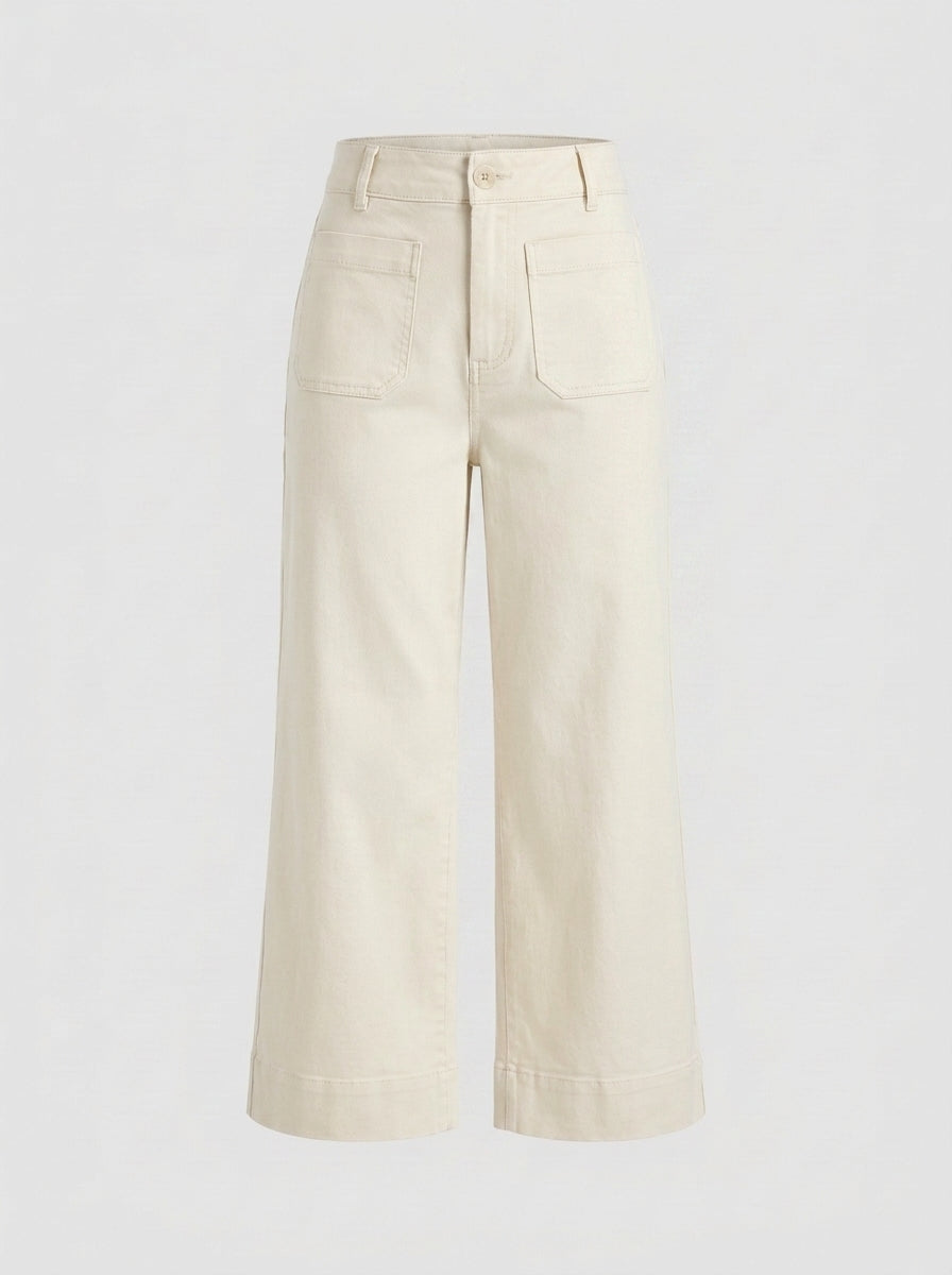 Women Cotton Wide Leg Pants - Off White