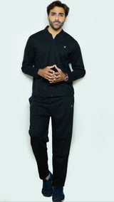 Elite Black Jacquard Zipper Tracksuit