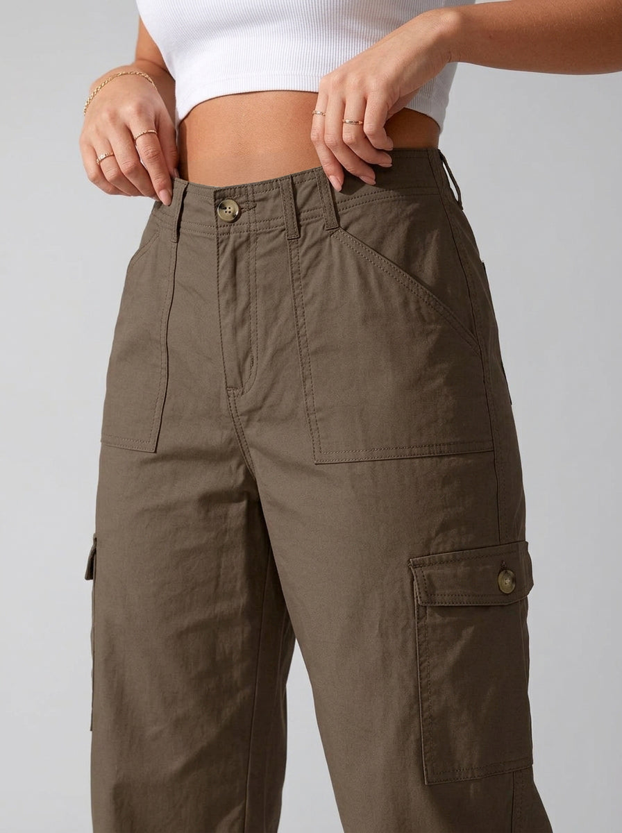 Women Paper Cotton Cargo Pants