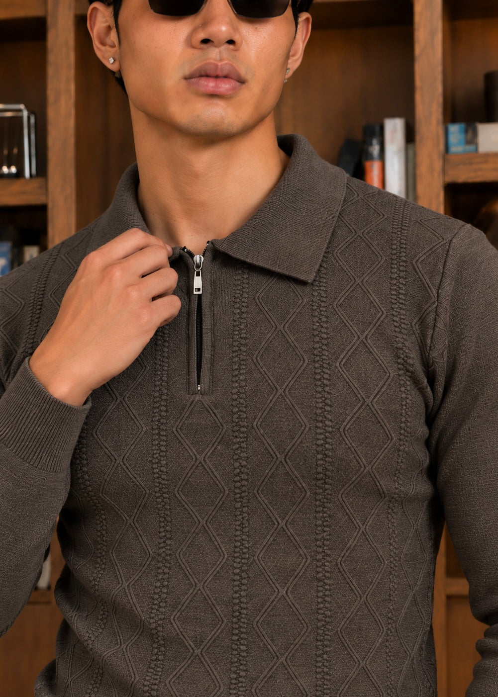 The Aspen-Knit Polo-Gray
