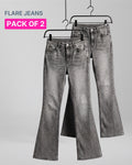 Pack of 2 Women's Grey Flare Jeans - CST 01